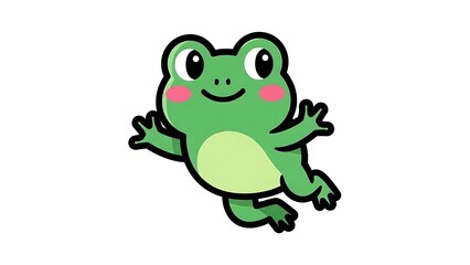 Fototapeta premium Happy Cartoon Frog Character Illustration.