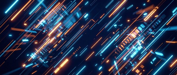 Neon light trails in dark space