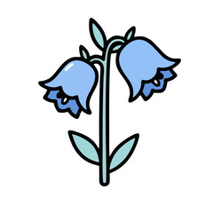 Elegant blue bell flowers on a stem