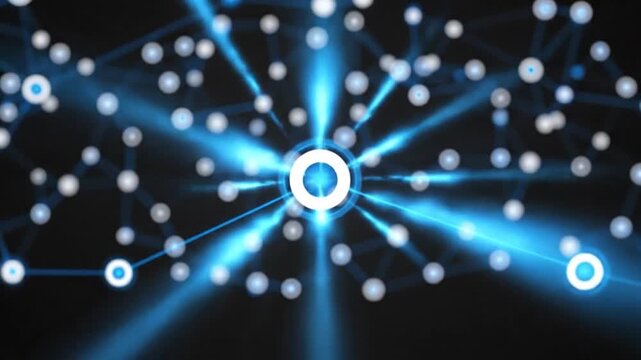 Abstract network of glowing blue nodes and lines