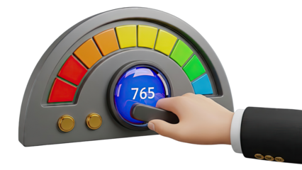 Credit Score Gauge with 765 Reading
