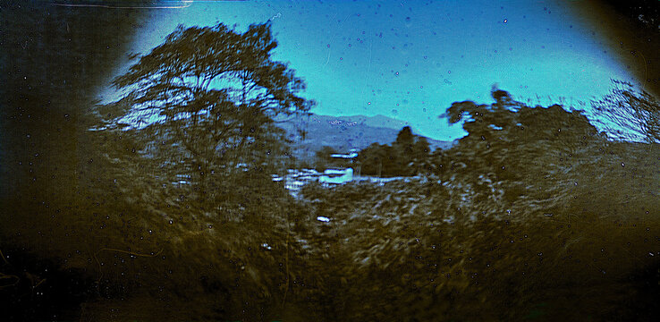 Solargraph of  a Quiet Landscape View of Trees and Mountains