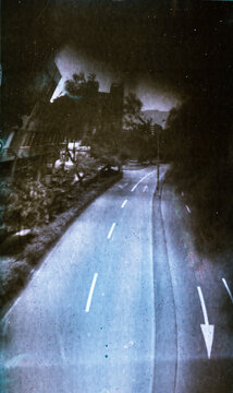 Pinhole camera long exposure photography of a street in the city