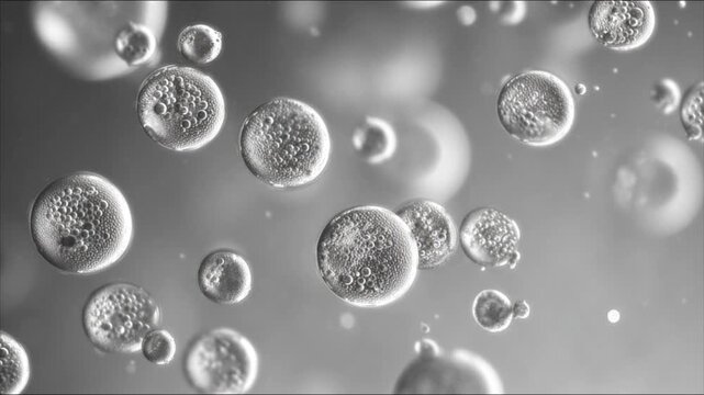 Scientific microscopy image of yeast cells isolated on white background for biology and research use