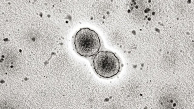 Genuine transmission electron micrograph showing ultrathin biological structure with high-resolution scientific detail