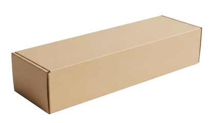 Long Rectangular Cardboard Packaging Box Isolated on Transparent Background