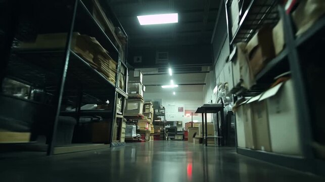 Capturing tense industrial environment with reflective floors and motion