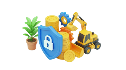 Financial Security and Growth Concept with Construction Elements