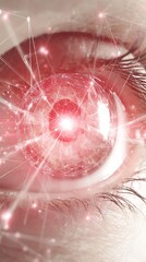Augmented vision eye with transparent overlays AR technology theme macro close-up, Realistic Photo