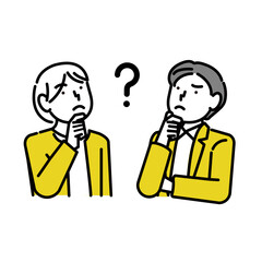 悩む男女2人イラスト：ビジネス