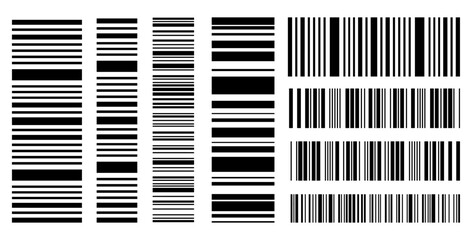 Barcode vector collection. Black and white scan codes.