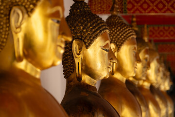 Row of Golden Buddha Statues