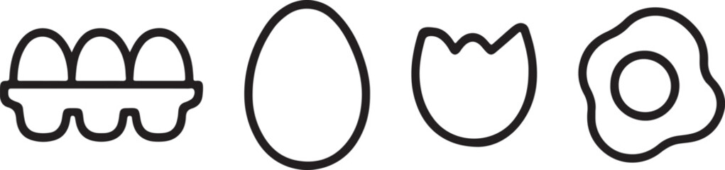 Egg cooking process icon outline carton to fried egg vector illustration