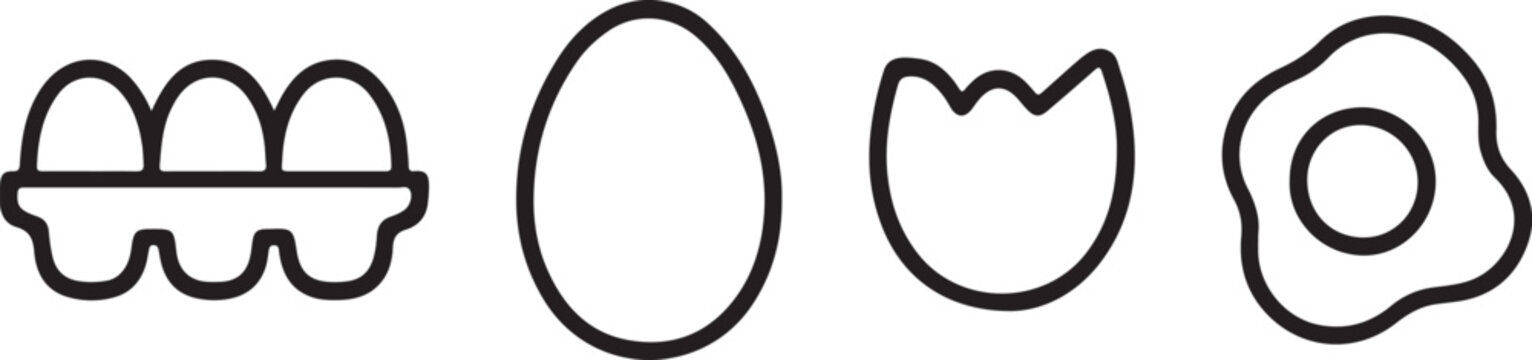 Egg cooking process icon outline carton to fried egg vector illustration