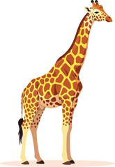 Illustrative depiction of a giraffe standing tall, showcasing its distinctive spotted coat and long neck