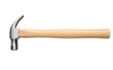 A hammer with a wooden handle on a png transparent
