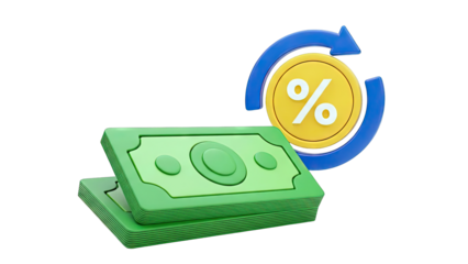 Money and Percentage Symbol with Arrow Icon