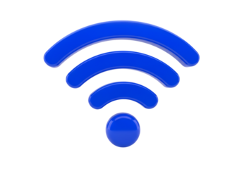 Blue wifi signal icon isolated on transparent background