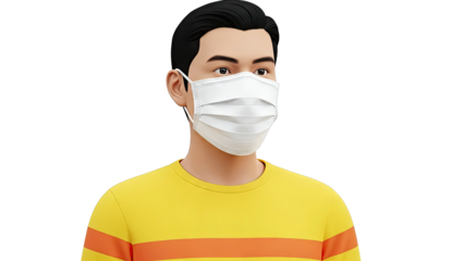 Person wearing a white medical mask