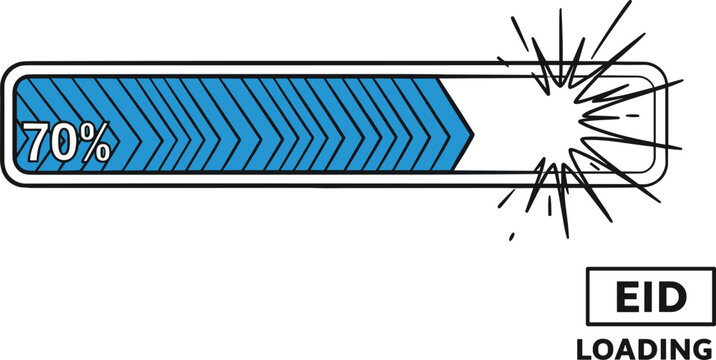 Loading progress bar at seventy percent with explosion effect modern UI interface vector illustration