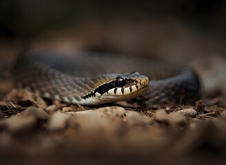 Fototapeta premium Snake Resting with Subtle Alertness and Sensory Awareness