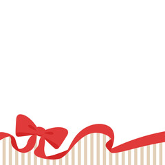 リボンのデコレーションフレーム、ストライプ柄の背景、正方形サイズ