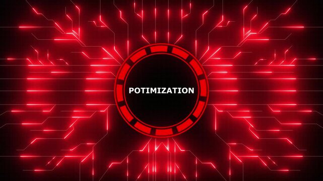 Digital optimization concept featuring circuit board elements and blue glowing visualization, 4k video