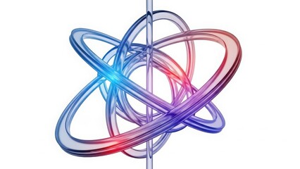 Dynamic abstract visualization of luminous, interconnected translucent rings, representing intricate scientific principles and advanced technological innovation with a vibrant energetic core