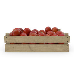 Fresh Harvest Red Tomatoes in a Rustic Wooden Crate
