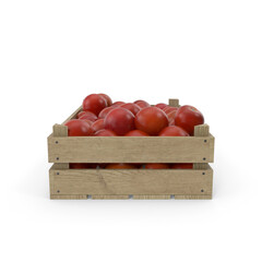Fresh Harvest Red Tomatoes in a Rustic Wooden Crate