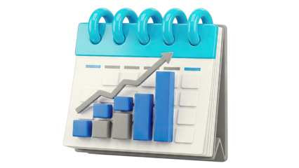 3D Calendar with Growth Chart and Arrow