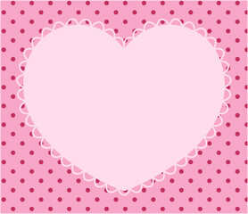 かわいいハートのレースフレームのベクターイラスト。枠、ドット、ラブリー