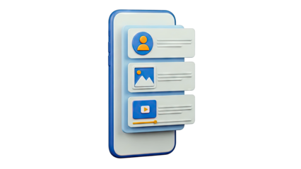 3D Smartphone UI with Notification Cards