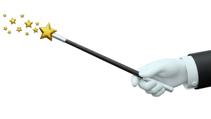Hand Holding Magic Wand with Stars