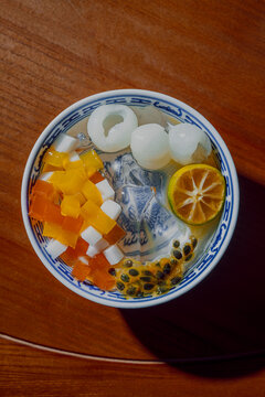 Malaysian Dessert: Aiyu Jelly, Lychee and passion fruit