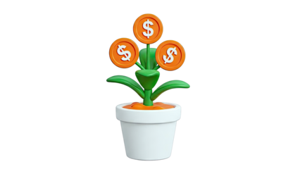 Money Plant with Dollar Coins