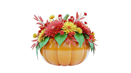 Pumpkin with Autumn Flowers Arrangement