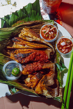 Grilled stingray ikan panggang at Penang street food stall