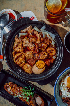 Traditional Malaysian street food with Chinese soup and minced pork