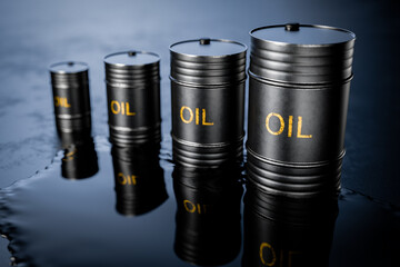 Rising oil prices. Increased oil production. Oil tanker. Global oil market. Barrels of oil. Concept of oil price changes. Environmental disaster. Fuel. Sanctions. Oil refining industry. 3d render
