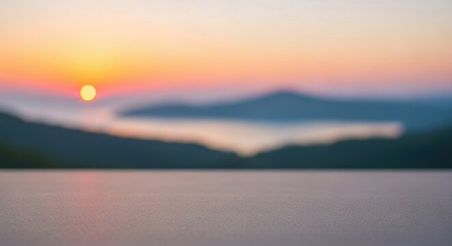 A serene mountain landscape with a calm lake and a clear sky at sunset. - Powered by Adobe