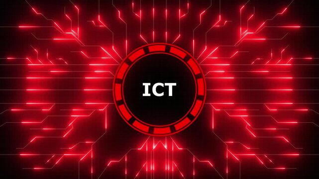 Abstract ict concept with glowing blue circuit board digital technology background, 4k video