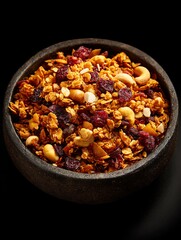 Artisanal Granola Bowl with Nuts and Dried Fruits