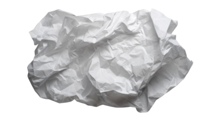 Crumpled white paper ball showing concept of mistake, frustration, wrong decision, or new ideas on transparent background