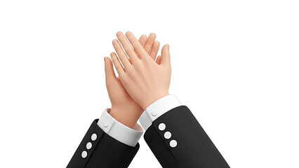 Cartoon Clapping Hands in Black Suit and White Shirt