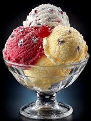 Assorted Ice Cream Sundae with Cherry