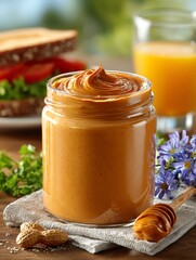 Artisanal Peanut Butter Jar with Breakfast Setting