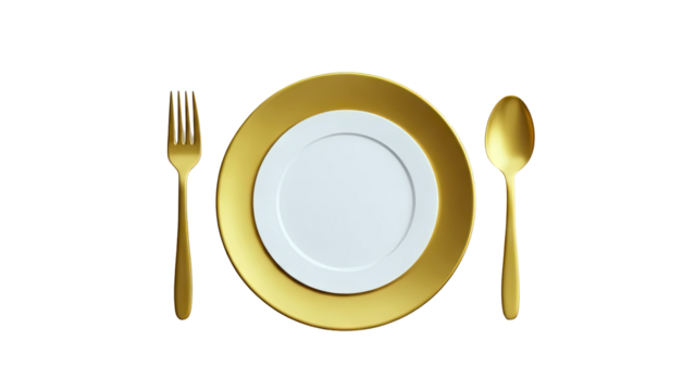 Golden Cutlery and Plates - Powered by Adobe
