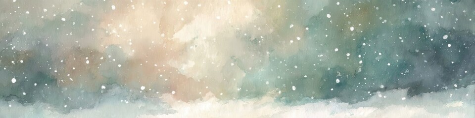 雪原が広がる水彩風景背景 冬のイラスト
