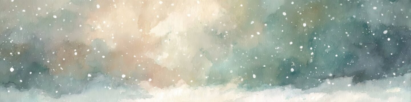 雪原が広がる水彩風景背景 冬のイラスト